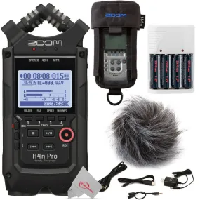 Zoom H4n Pro 4-Input / 4-Track Digital Portable Audio Handy Recorder   Zoom APH-4nPro Accessory Pack for H4n Pro    Protective Case   Rechargeable Battery and Charger