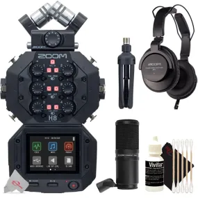 Zoom H8 8-Input / 12-Track Digital Handy Audio Recorder   Zoom ZDM-1 Podcast Mic Pack Accessory Bundle   3pc Cleaning Kit